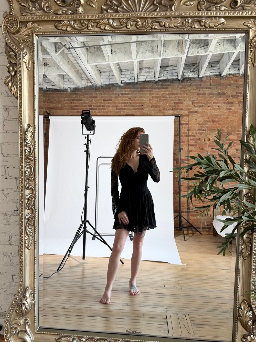 Free people lace black mini dress